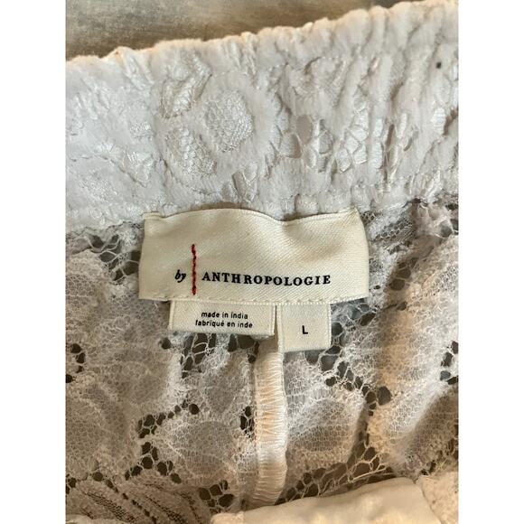 by ANTHROPOLOGIE Sheer Lace Boxer Shorts White Size Large  L LOUNGEWEAR FEMININE - Picture 3 of 7